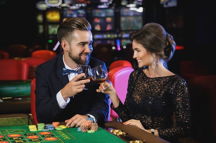 Live roulette studio dealer and wheel